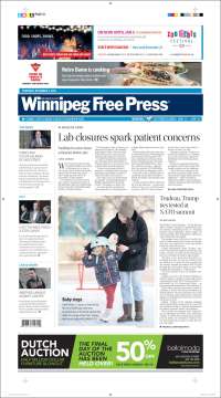 Portada de Winnipeg Free Press (Canadá)