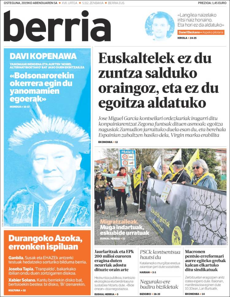 Portada de Berria (España)