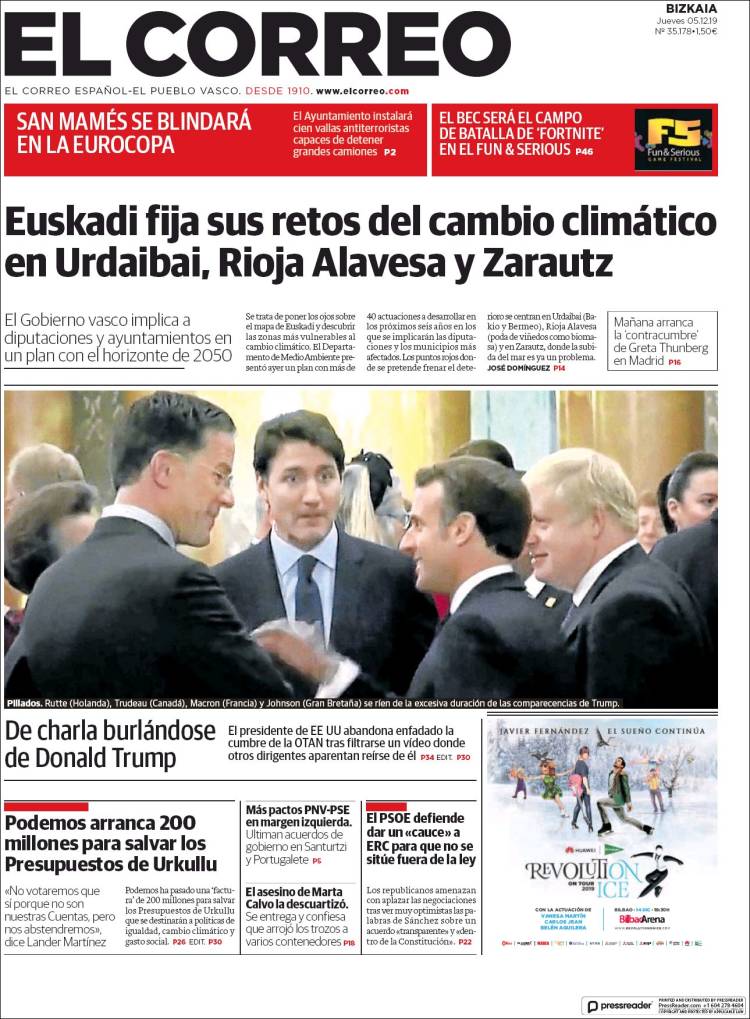 Portada de El Correo (España)