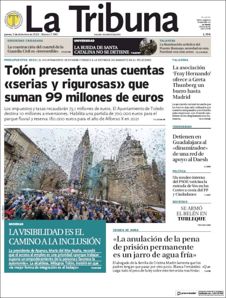 Portada de La Tribuna de Toledo (España)