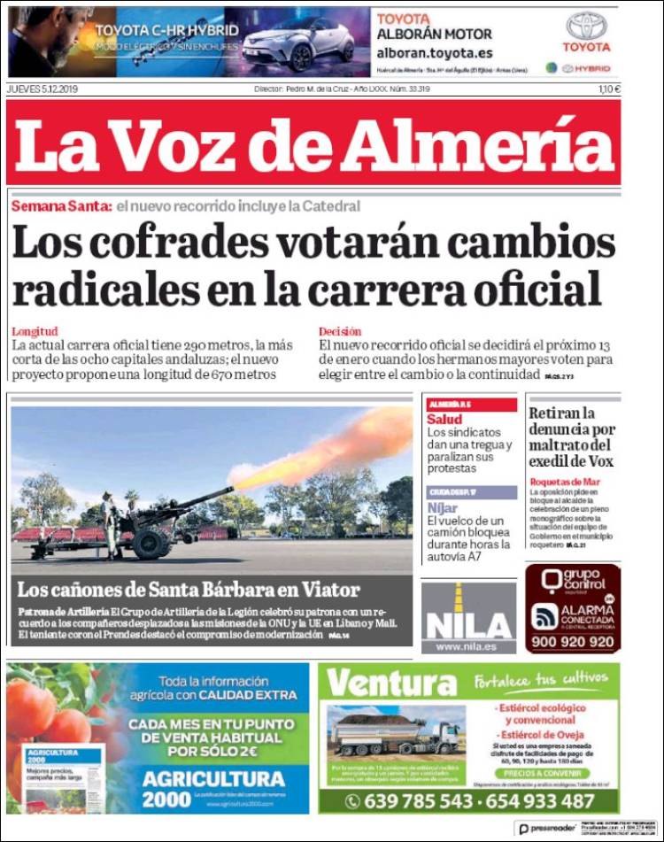 Portada de La Voz de Almería (España)