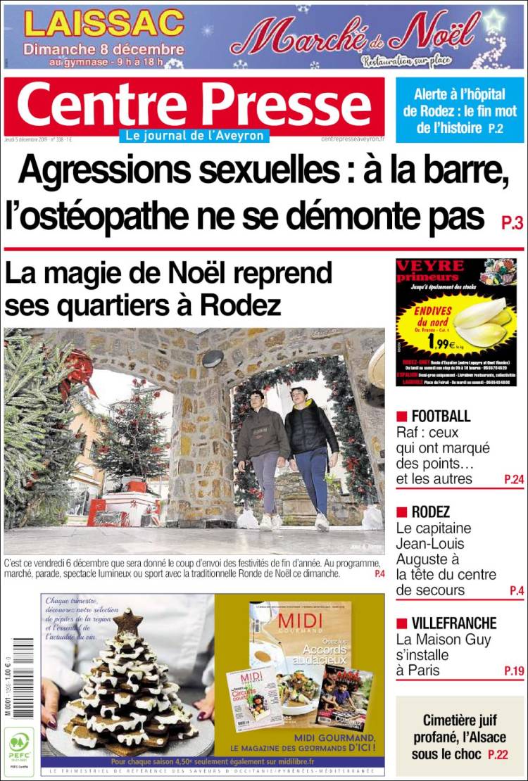 Portada de Centre Presse (Francia)