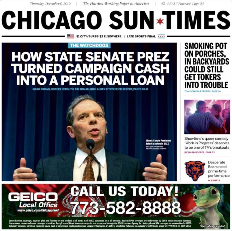 Portada de Chicago Sun-Times (USA)