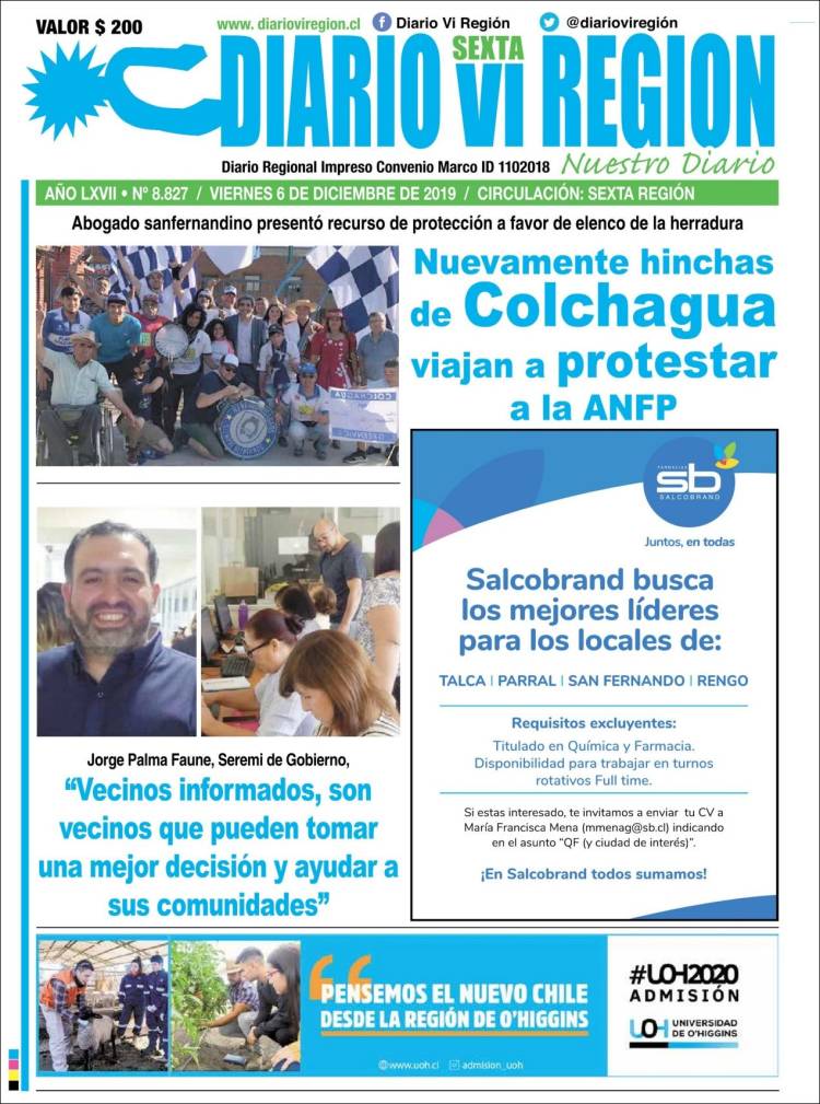 Portada de Diario VI Región (Chile)