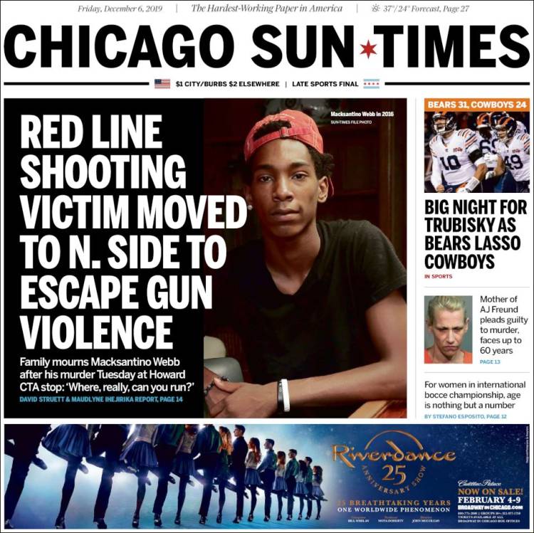 Portada de Chicago Sun-Times (USA)