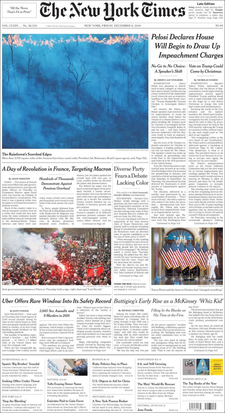 Portada de New York Times (USA)