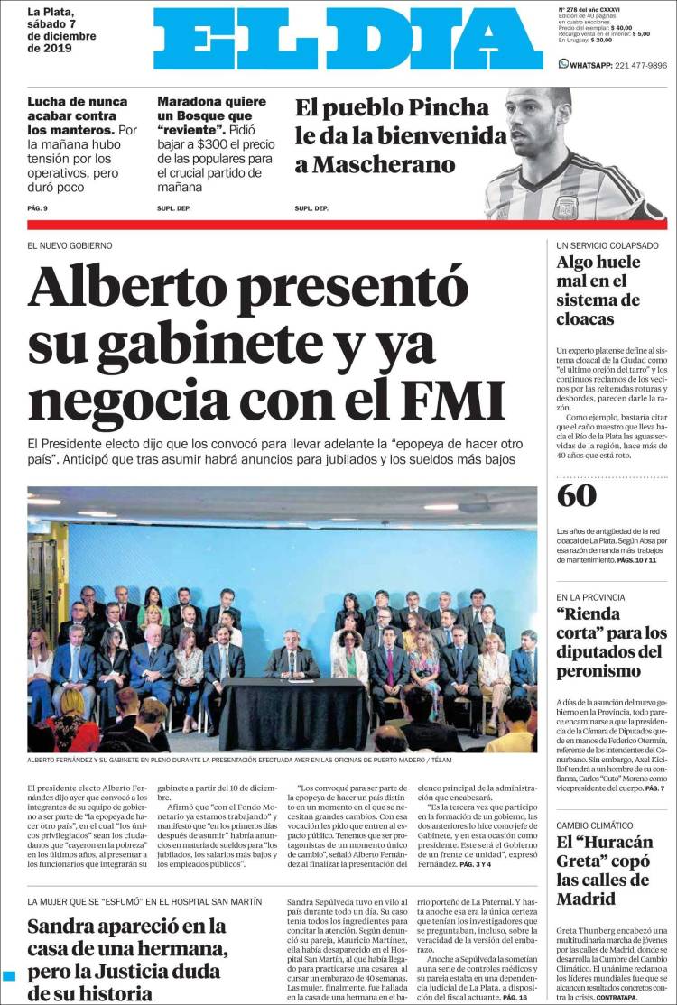 Portada de El Día de la Plata (Argentina)