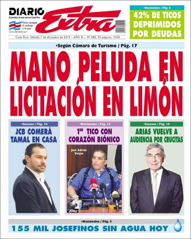 Portada de Diario Extra (Costa Rica)