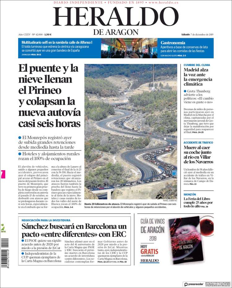 Portada de Heraldo de Aragón (España)