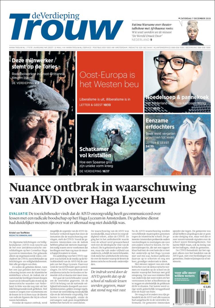 Portada de Trouw (Pa&iacute;ses Bajos)