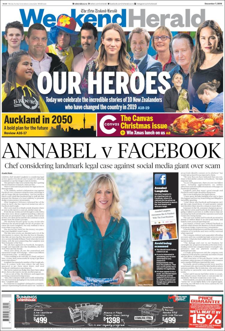 Portada de The New Zealand Herald (Nueva Zelanda)