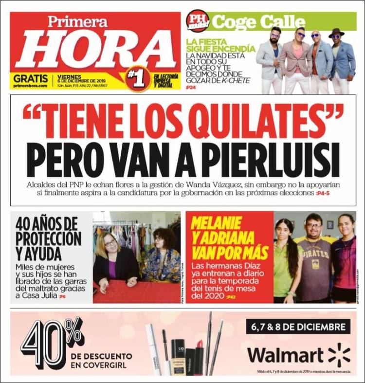 Portada de Primera Hora (Puerto Rico)