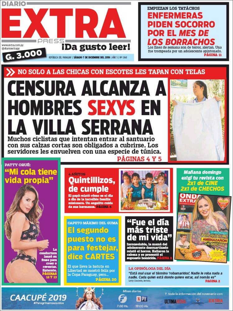 Portada de Diario Extra (Paraguay)