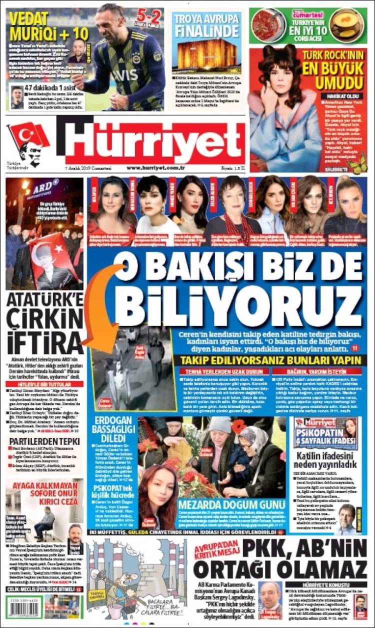Portada de Hürriyet (Turqu&iacute;a)