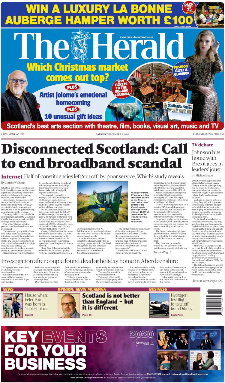 Portada de The Herald (Reino Unido)