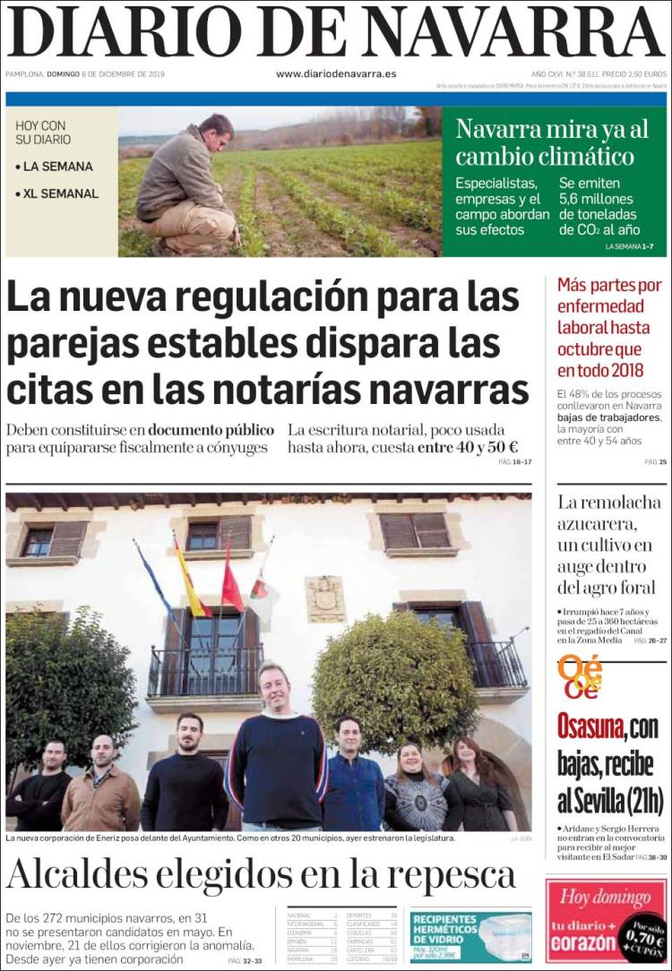 Portada de Diario de Navarra (España)