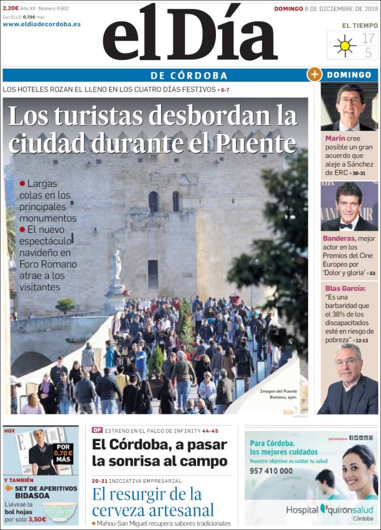 Portada de El Día de Córdoba (España)