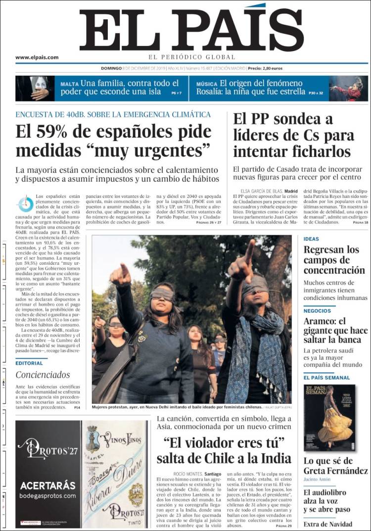 Portada de El País (España)