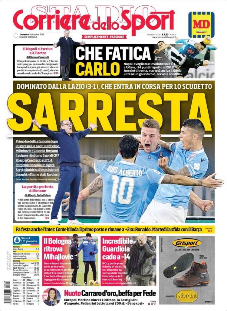 Portada de Corriere dello Sport (Italia)
