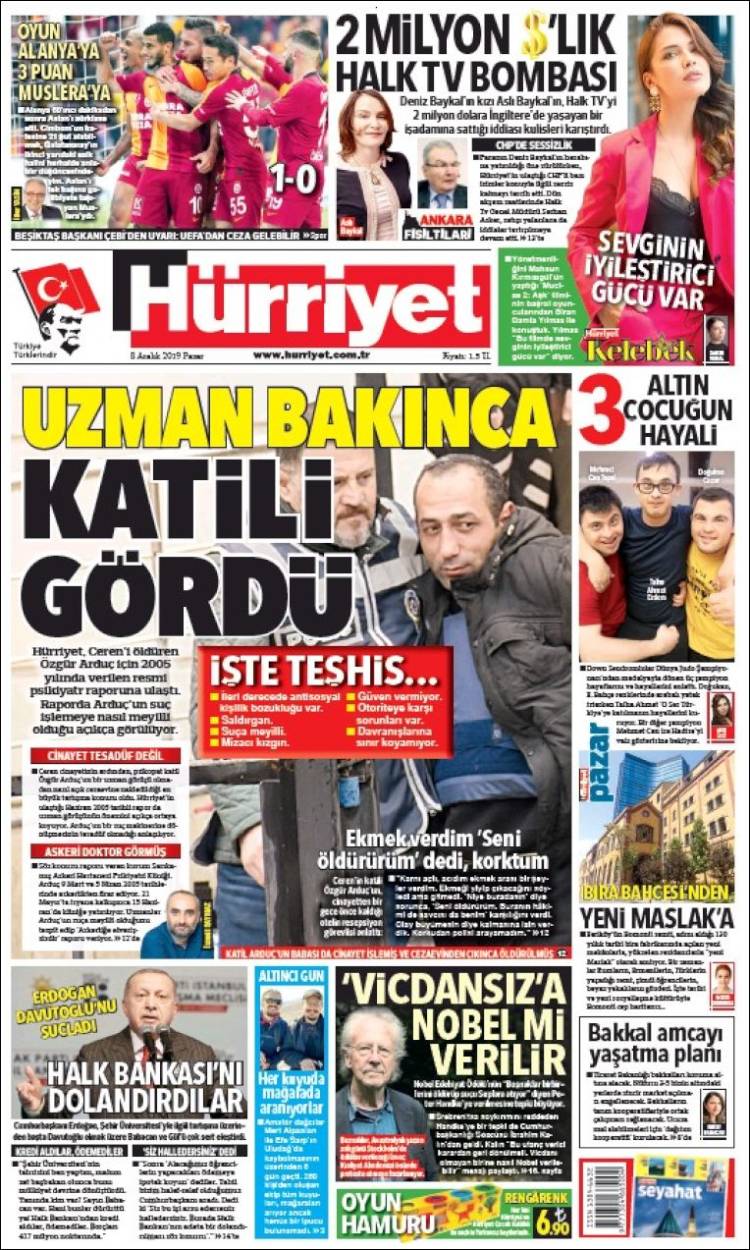 Portada de Hürriyet (Turqu&iacute;a)