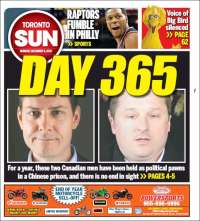 Portada de The Toronto Sun (Canadá)