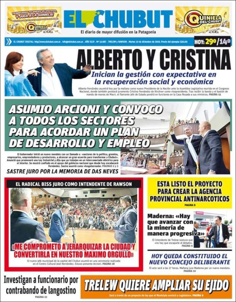 Portada de El Chubut (Argentina)