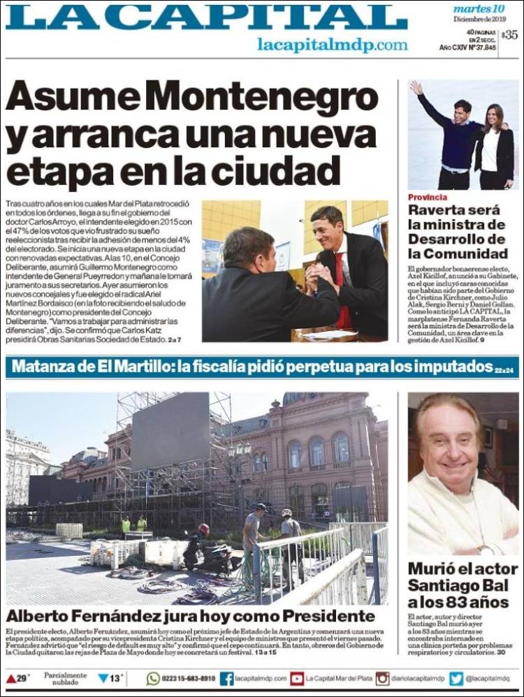 Portada de Diario La Capital - Mar del Plata (Argentina)