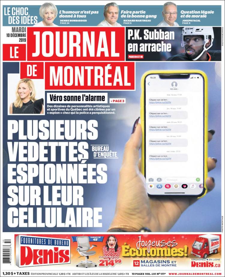 Portada de Le Journal de Montréal (Canadá)