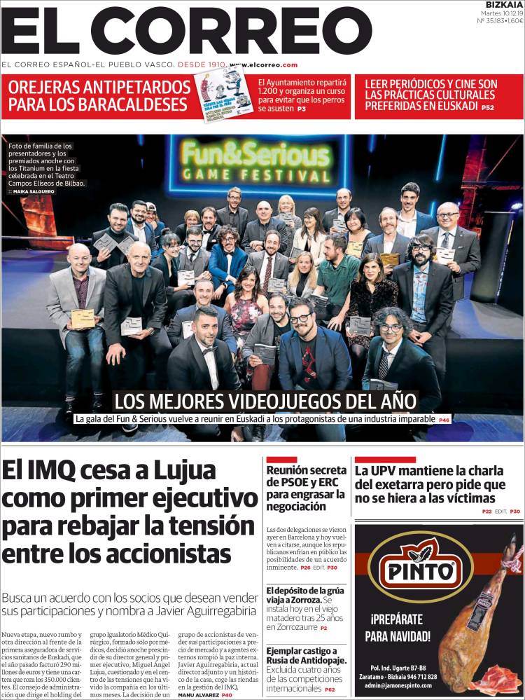 Portada de El Correo (Espa&ntilde;a)