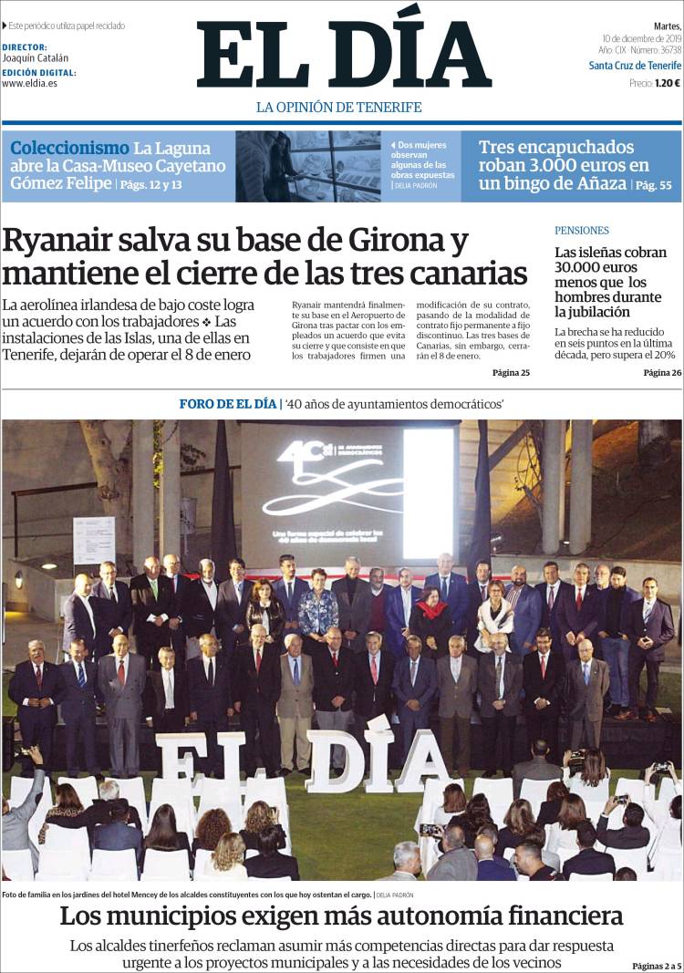 Portada de El Día (Espa&ntilde;a)