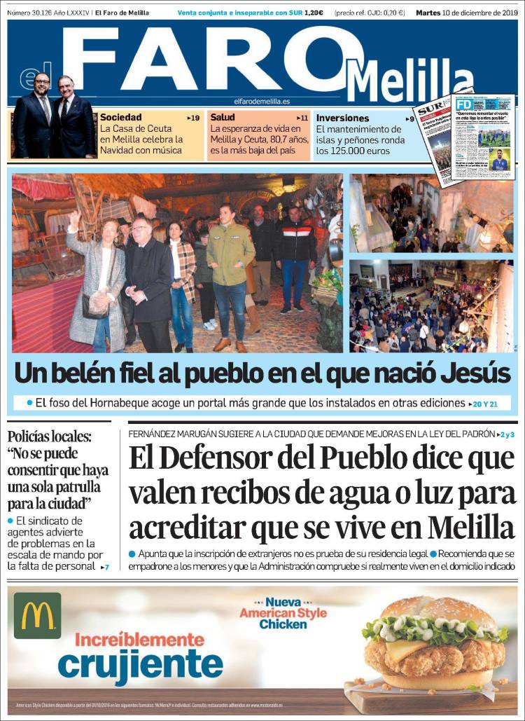 Portada de El Faro de Melilla (Espa&ntilde;a)