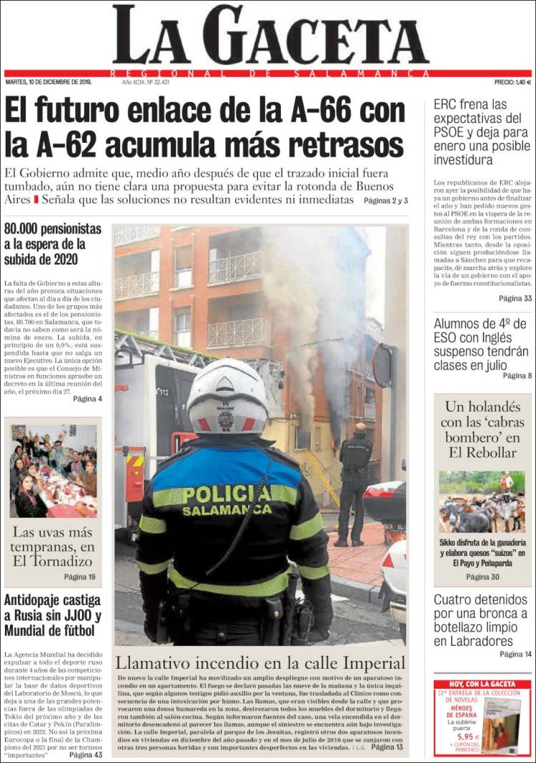 Portada de La Gaceta de Salamanca (Espa&ntilde;a)