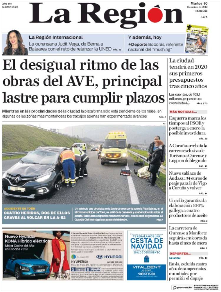 Portada de La Región de Ourense (Espa&ntilde;a)