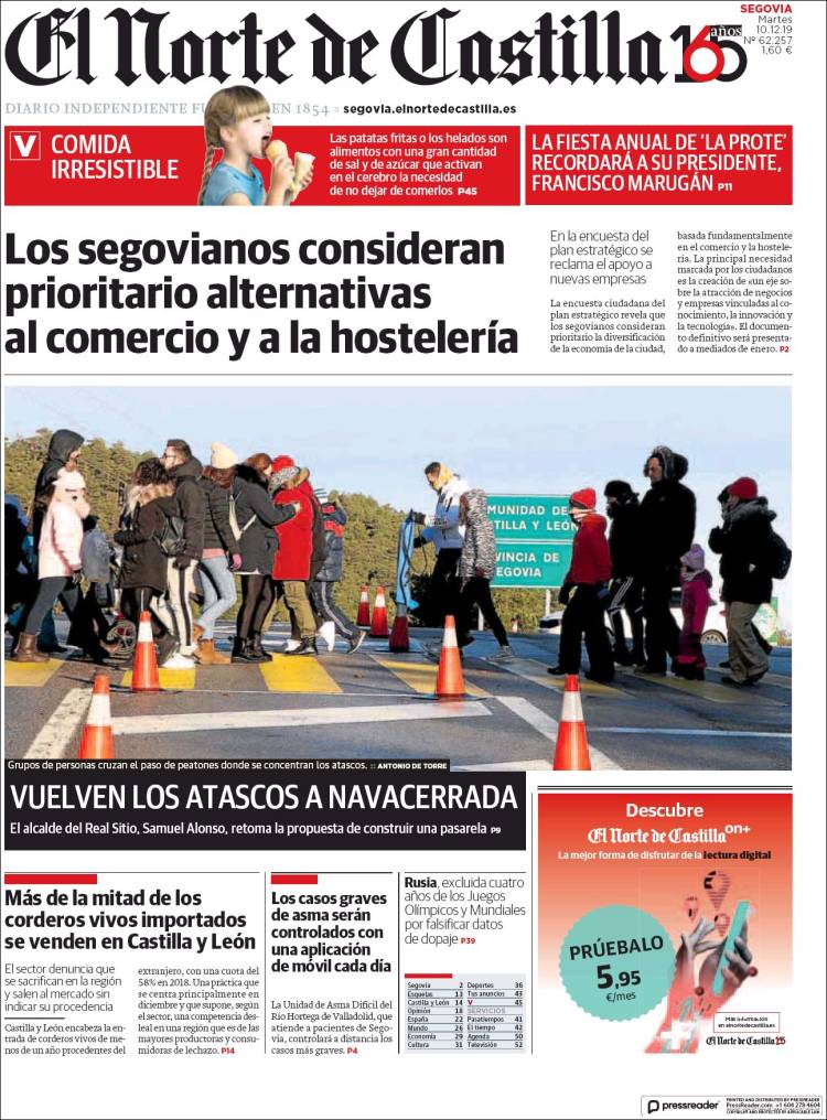 Portada de Norte de Castilla - Segovia (Espa&ntilde;a)