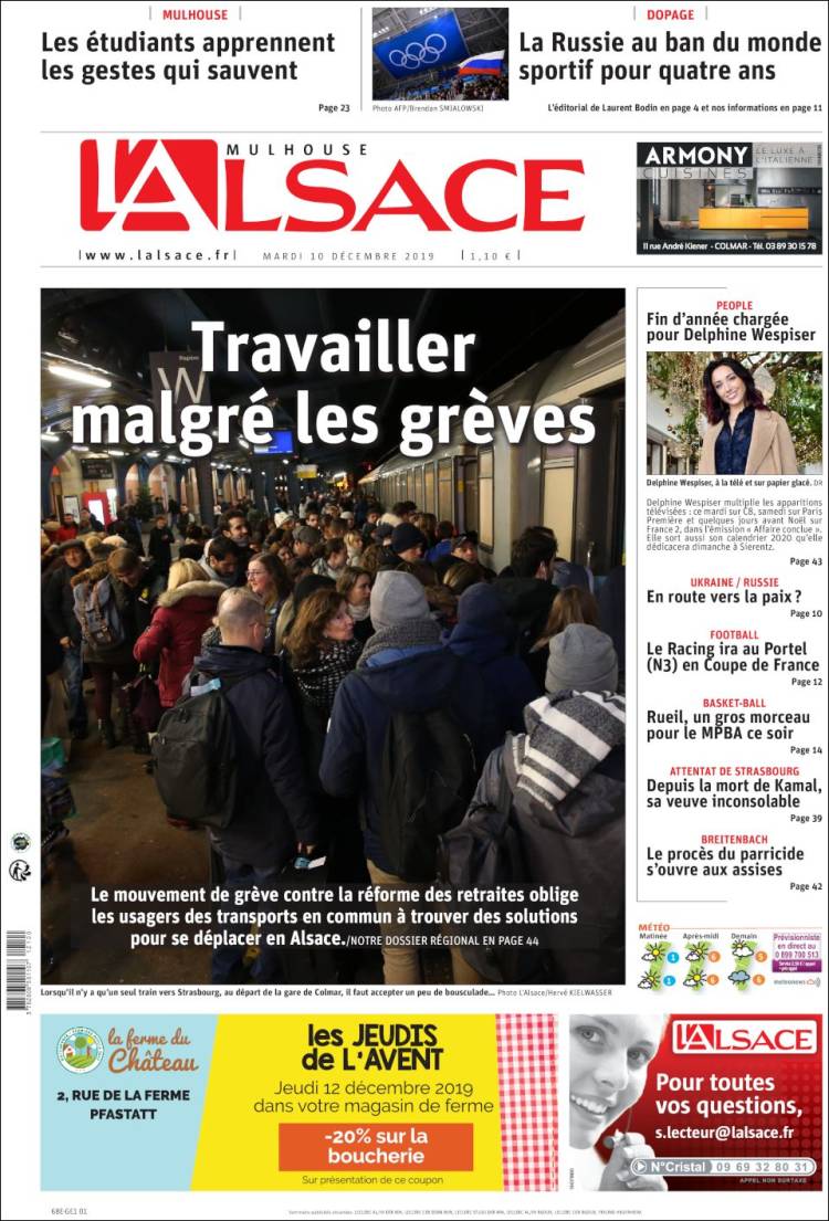 Portada de Journal L'Alsace (Francia)