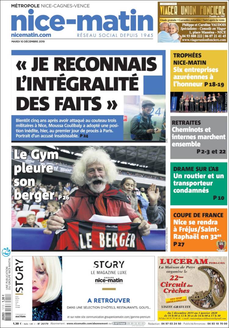 Portada de Nice-Matin (Francia)
