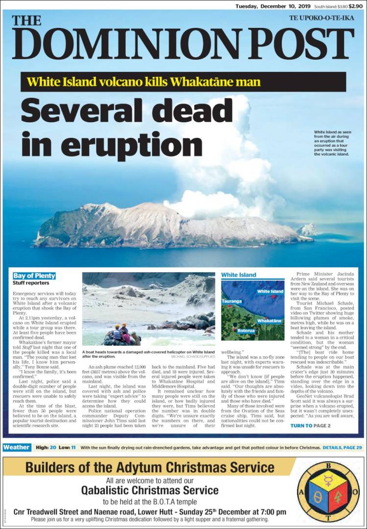 Portada de The Dominion Post (Nueva Zelanda)