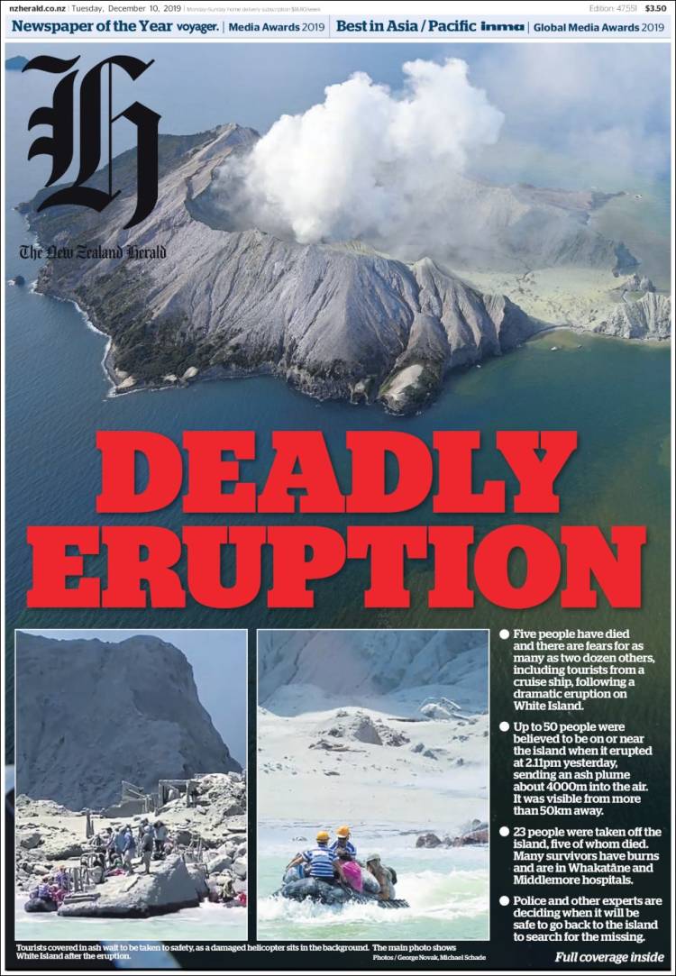 Portada de The New Zealand Herald (Nueva Zelanda)