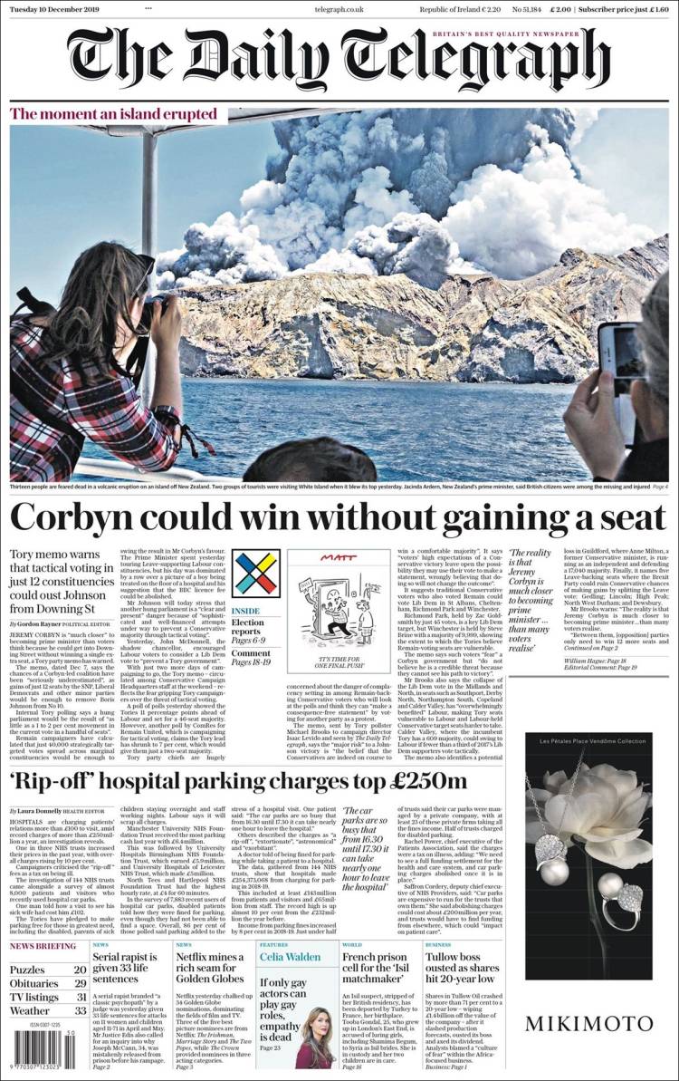 Portada de Daily Telegraph (Reino Unido)