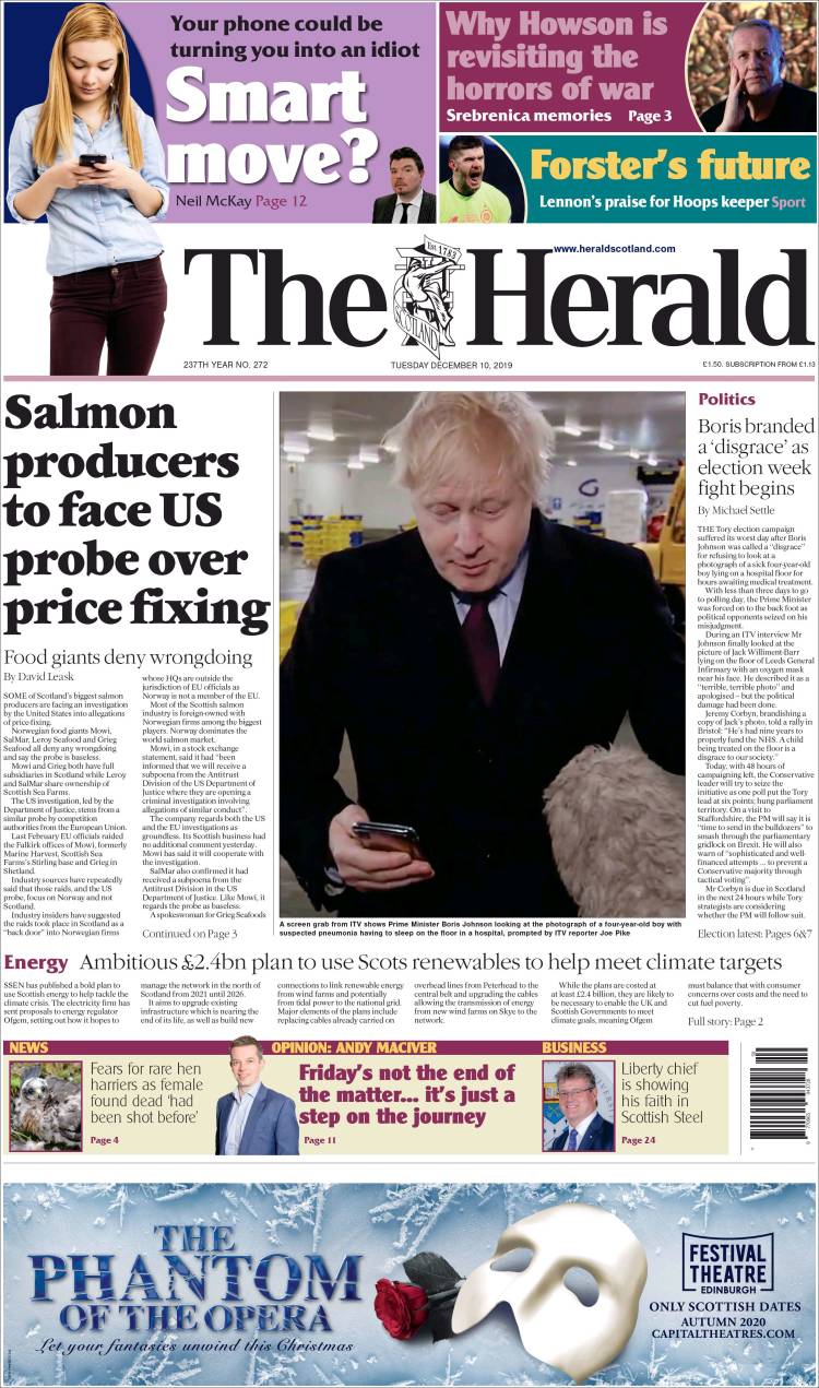 Portada de The Herald (Reino Unido)