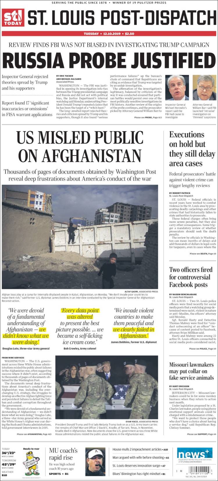 Portada de St. Louis Post-Dispatch (USA)