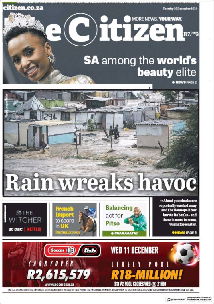 Portada de The Citizen (Sud&aacute;frica)