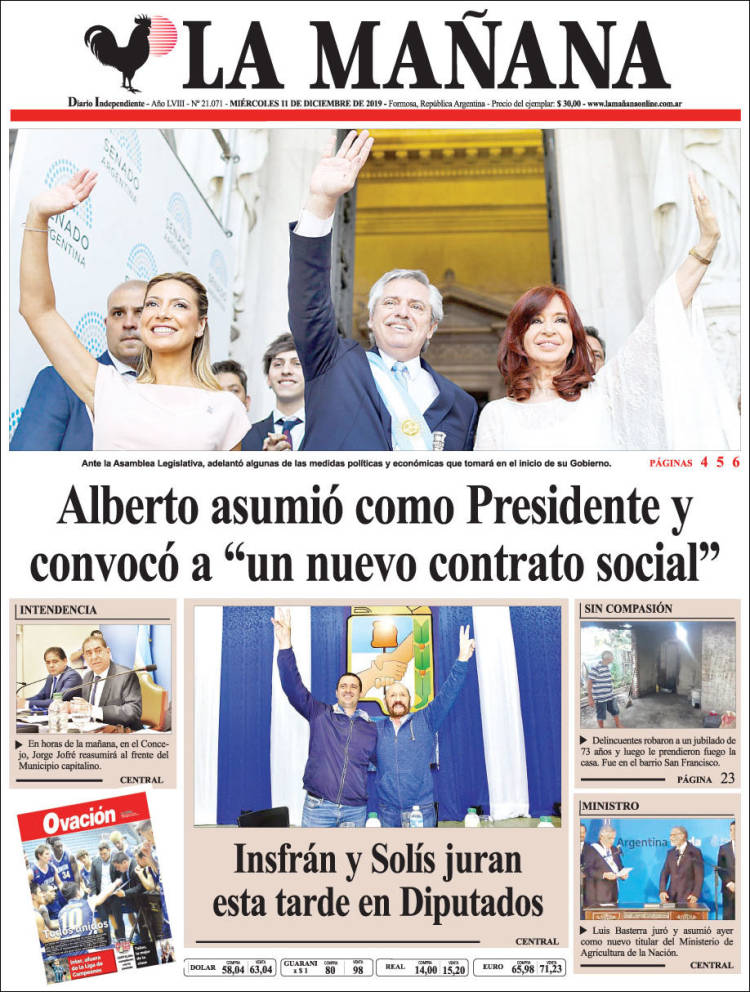 Portada de Diario La Mañana (Argentina)