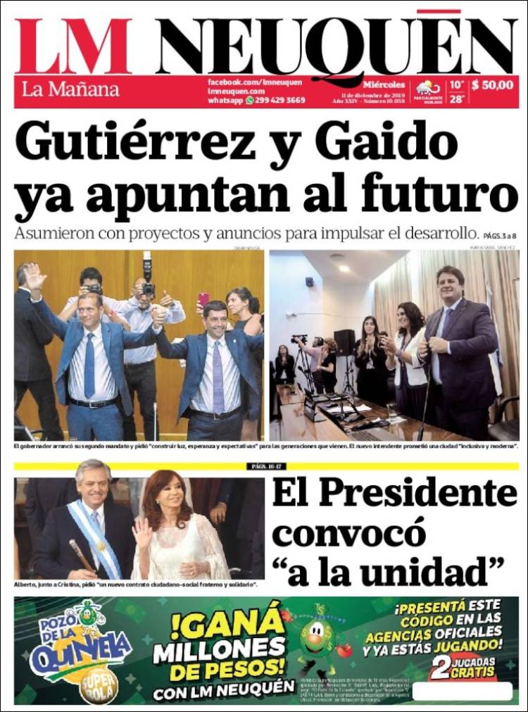 Portada de La Mañanade Neuquén (Argentina)