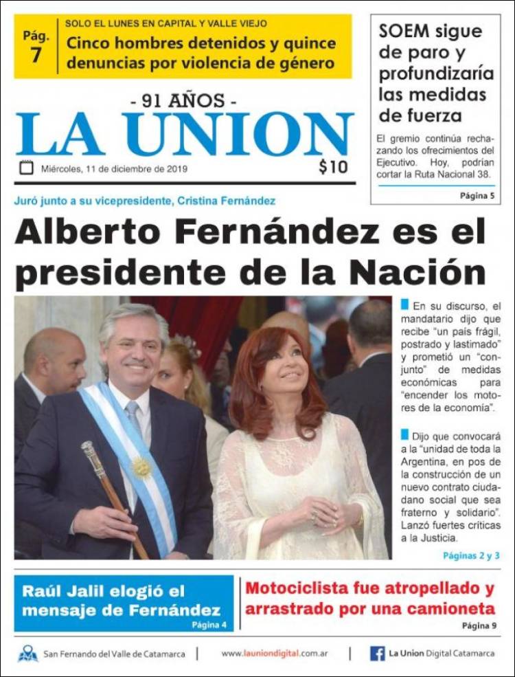 Portada de La Unión (Argentina)
