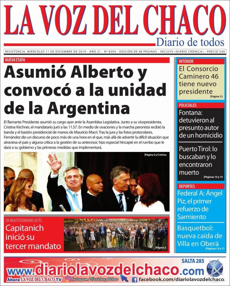 Portada de La Voz del Chaco (Argentina)