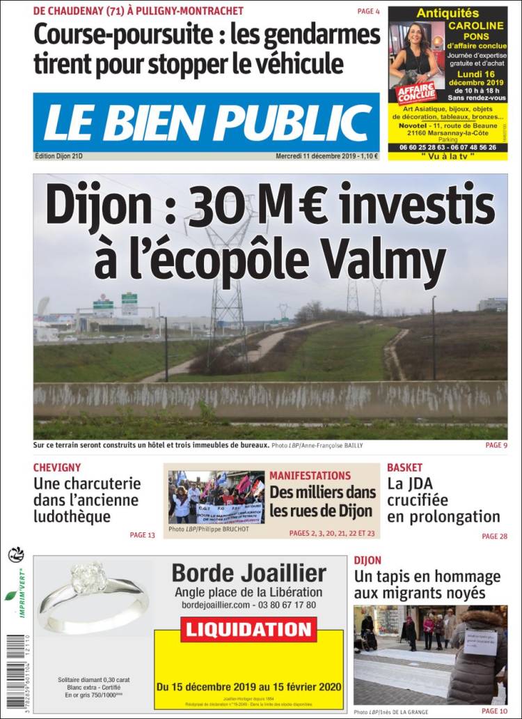 Portada de Le Bien Public (Francia)