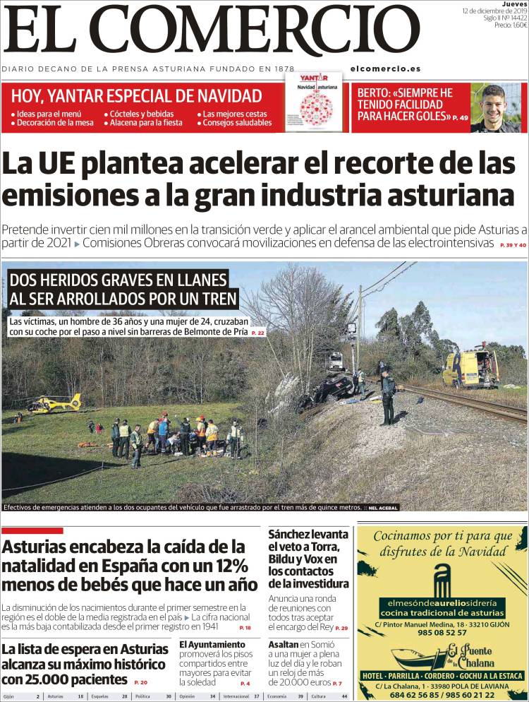 Portada de El Comercio - Gijón (Espa&ntilde;a)