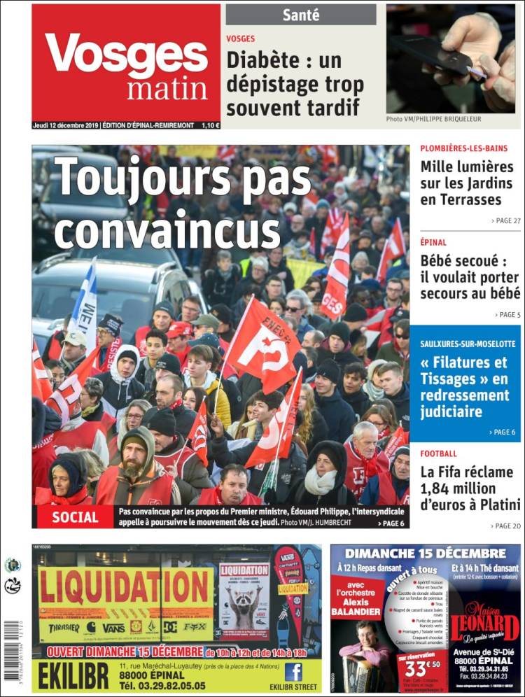 Portada de Vosges Matin (Francia)