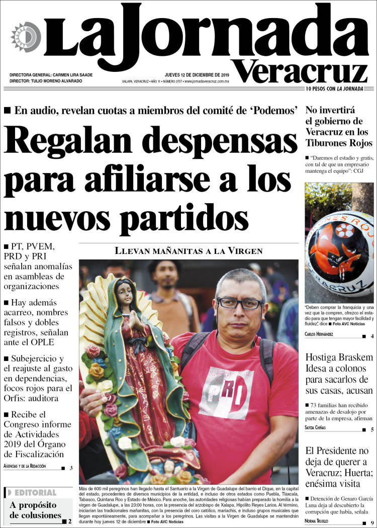 Portada de La Jornada Veracruz (M&eacute;xico)